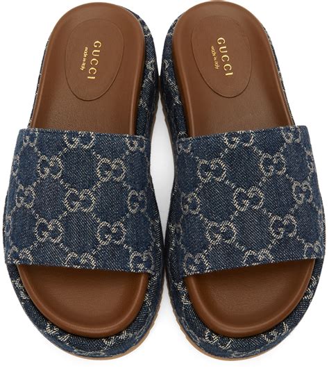 blue gucci mules with bows|gucci slides for women.